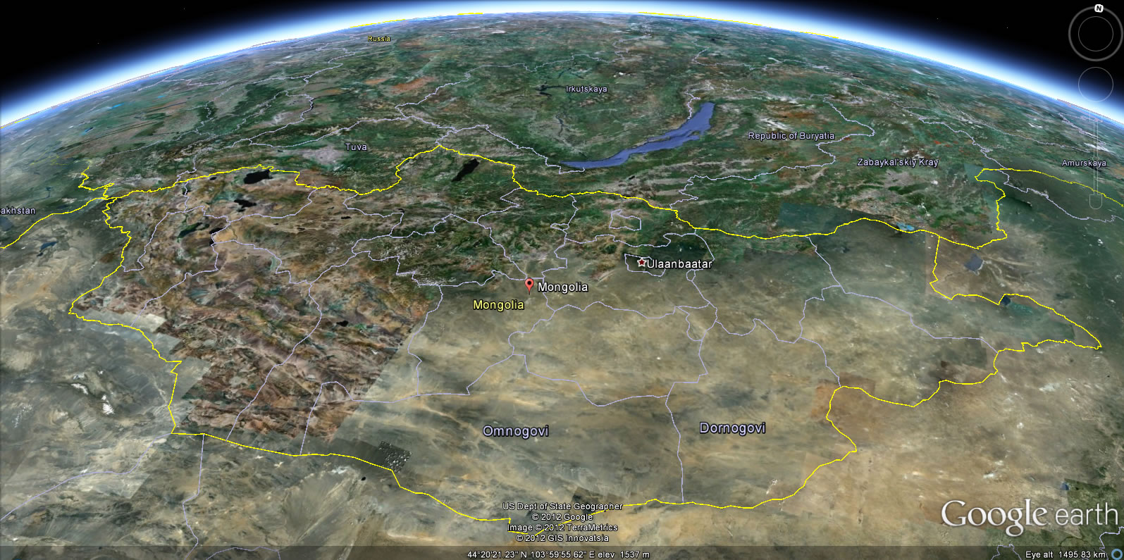 Mongolia Earth Map